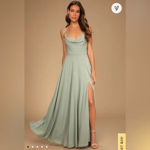 Lulu’s sage green chiffon dress